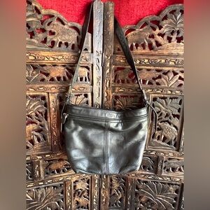 SAS Black Soft Leather Shoulder Bag Purse